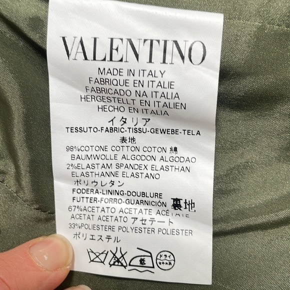 RED VALENTINO womens blazer jacket 2 olive green flared ruffle hem safari - Picture 13 of 14